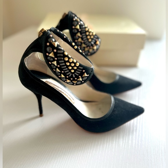 Sophia Webster Leandra Suede Ankle-Collar Pump, Black - size 36.5 - Picture 4 of 8